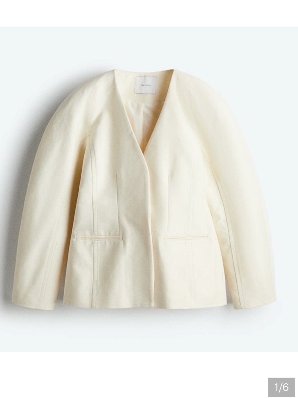 H&M Women's Ivory Tailored V-Neck Blazer